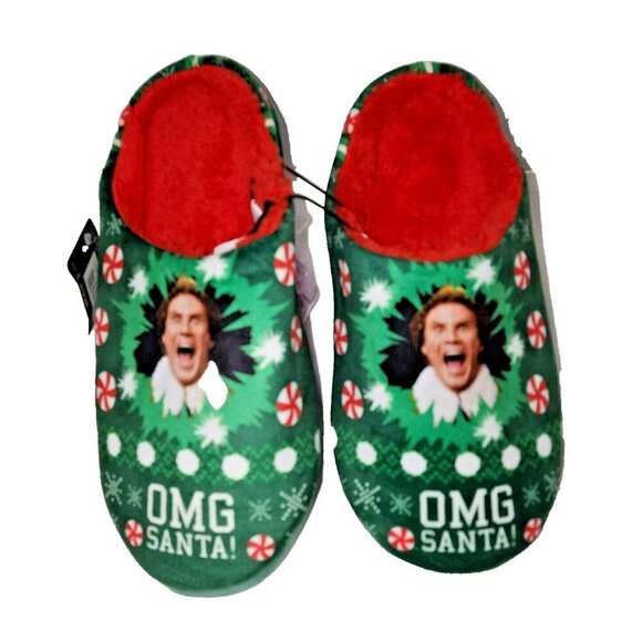 NWT Buddy Elf OMG Santa Ladies Slippers Size 10 - Picture 1 of 5